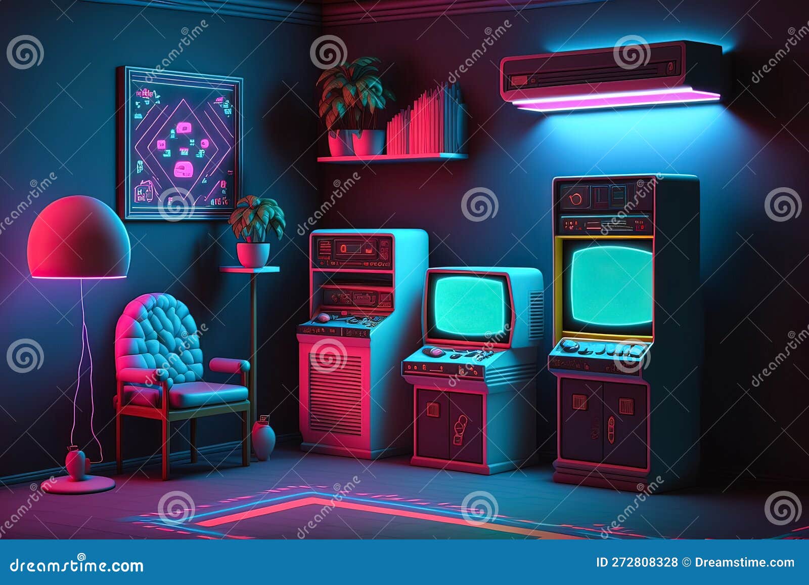 Gaming setup room, gaming room, gaming, gaming setup, Generative AI  ilustración de Stock, gaming setup
