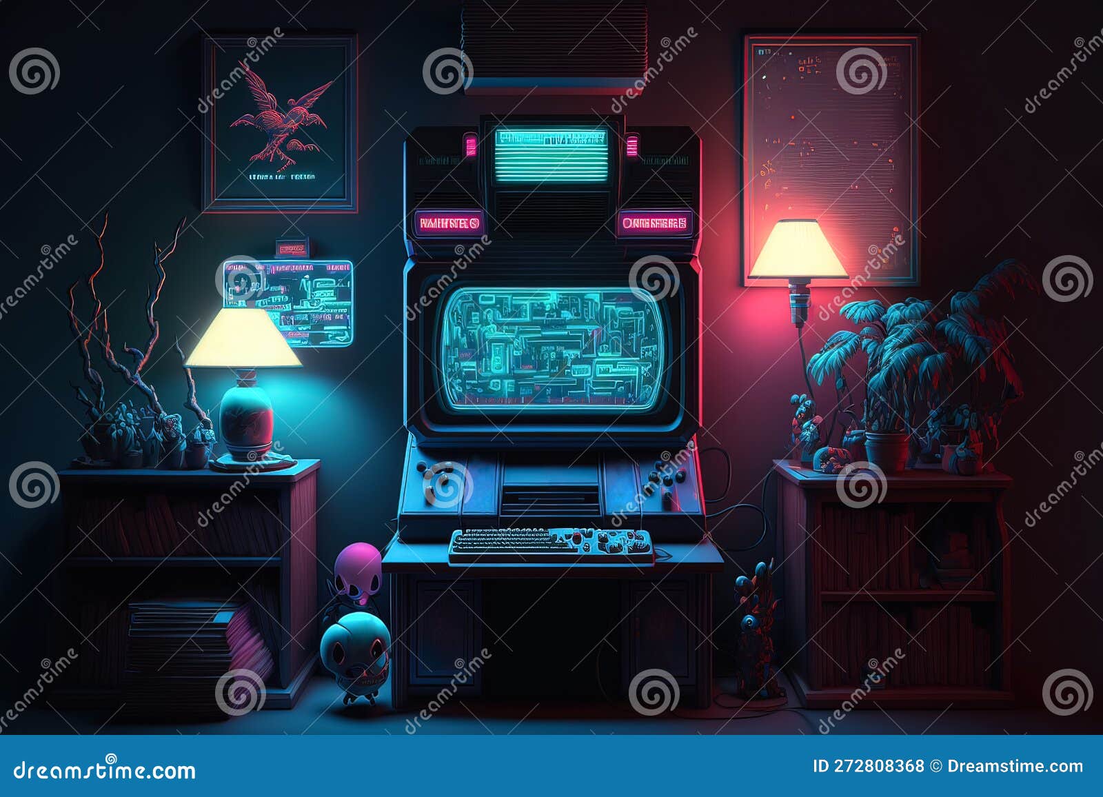 Gaming setup room, gaming room, gaming, gaming setup, Generative AI Stock  Illustration