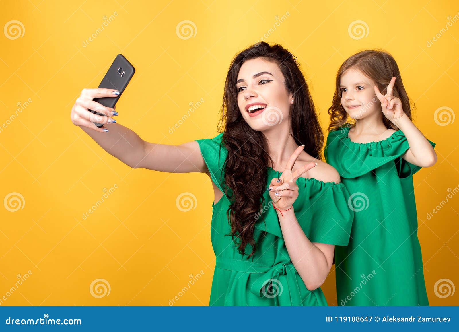 Awesome Mother with Daughter Taking Selfie Stock Image - Image of ...