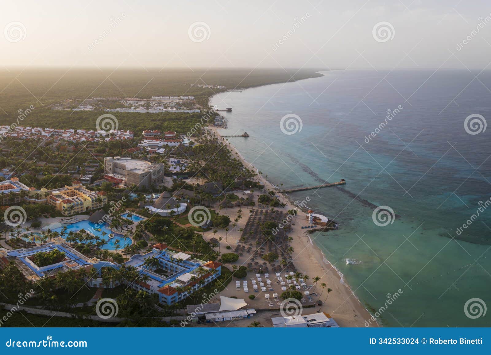 awesomw top view of dominicus beach coastline