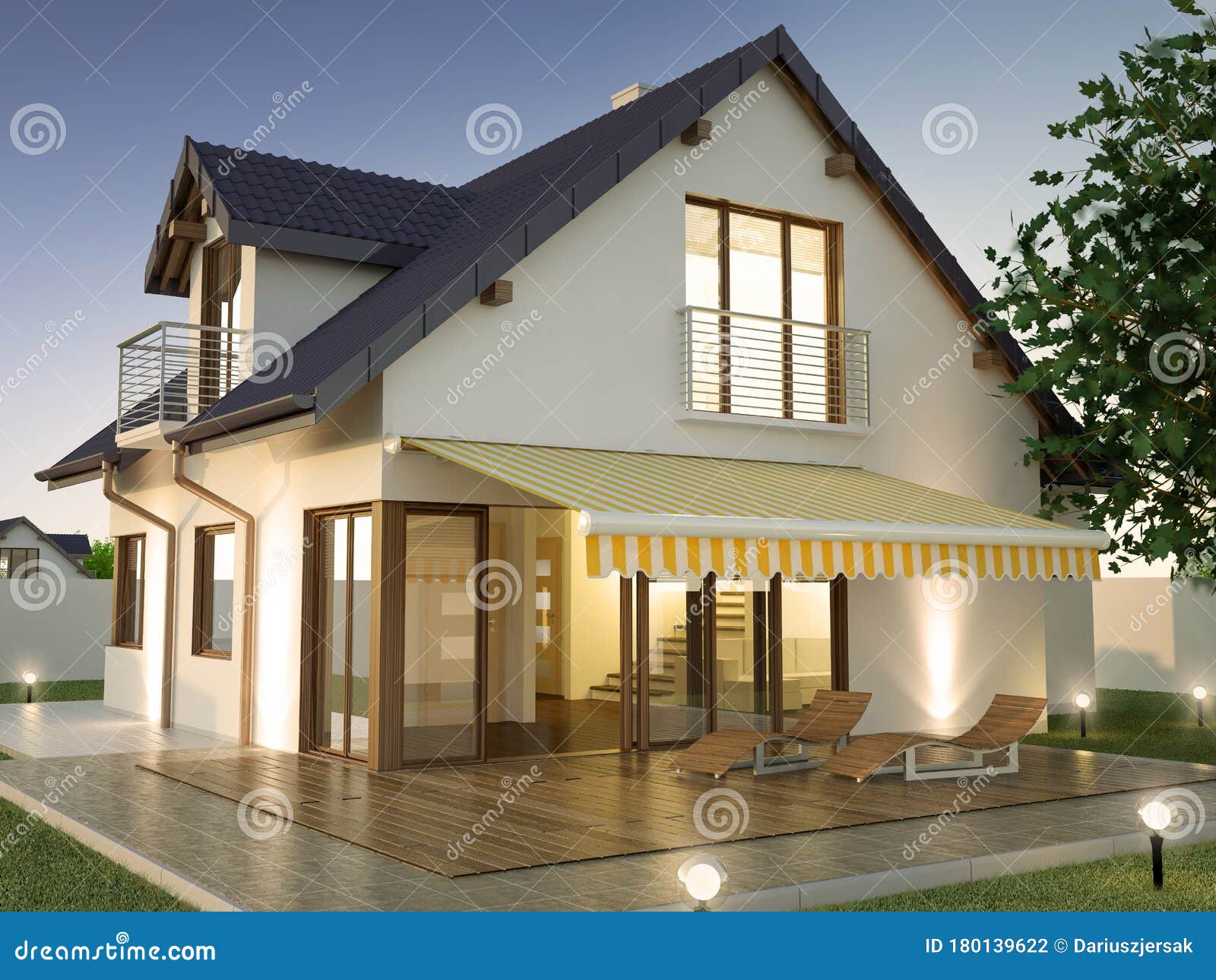 awning and family house, 3d 