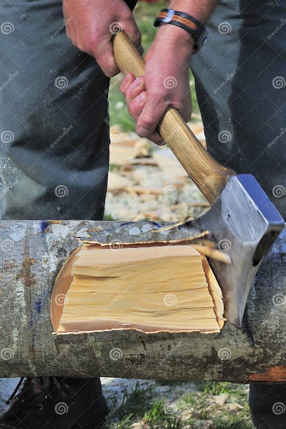 Axe blow stock photo. Image of beech, tool, logger, chopping 9232798