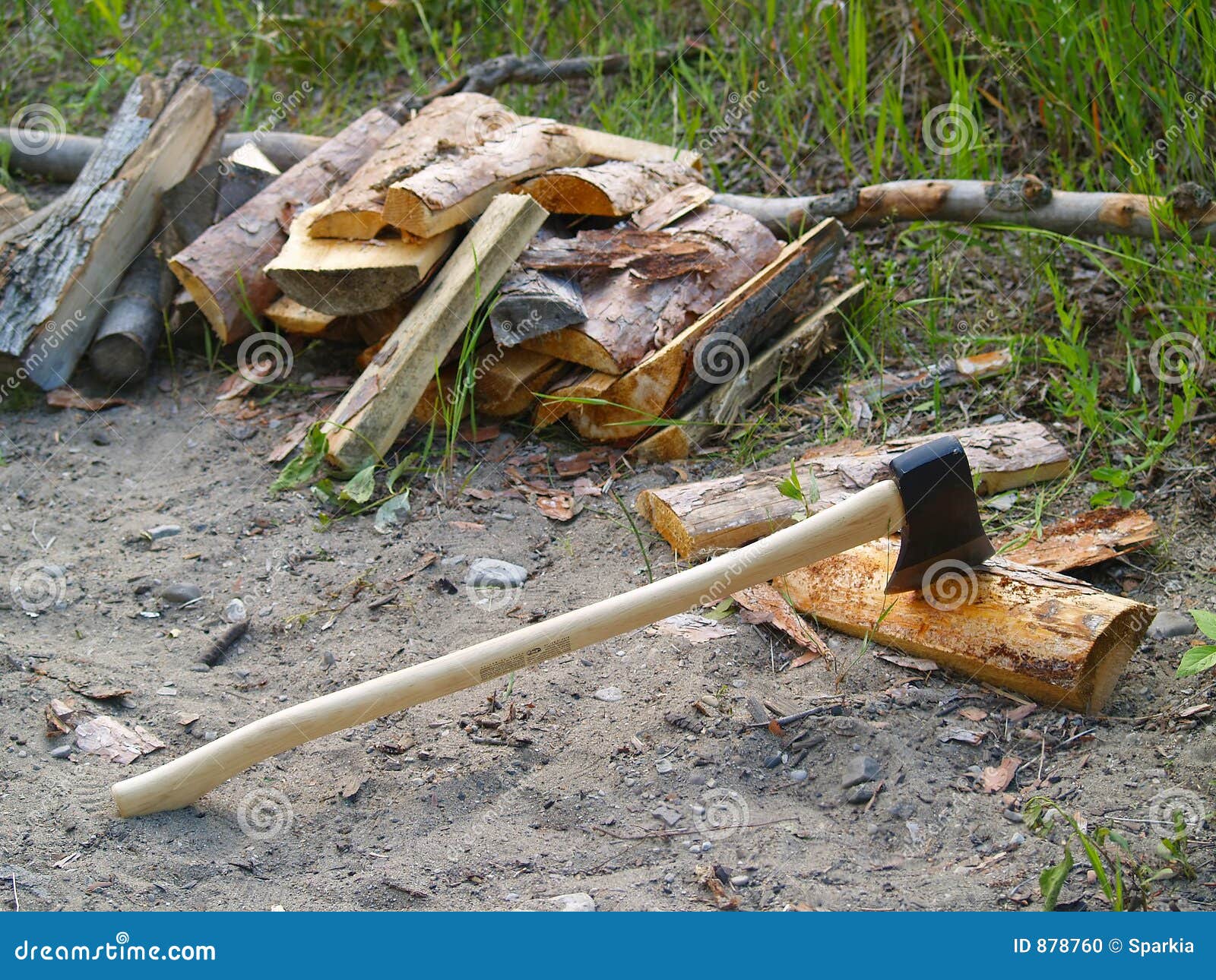 Axe chopping firewood stock photo. Image of tools, cutting 878760