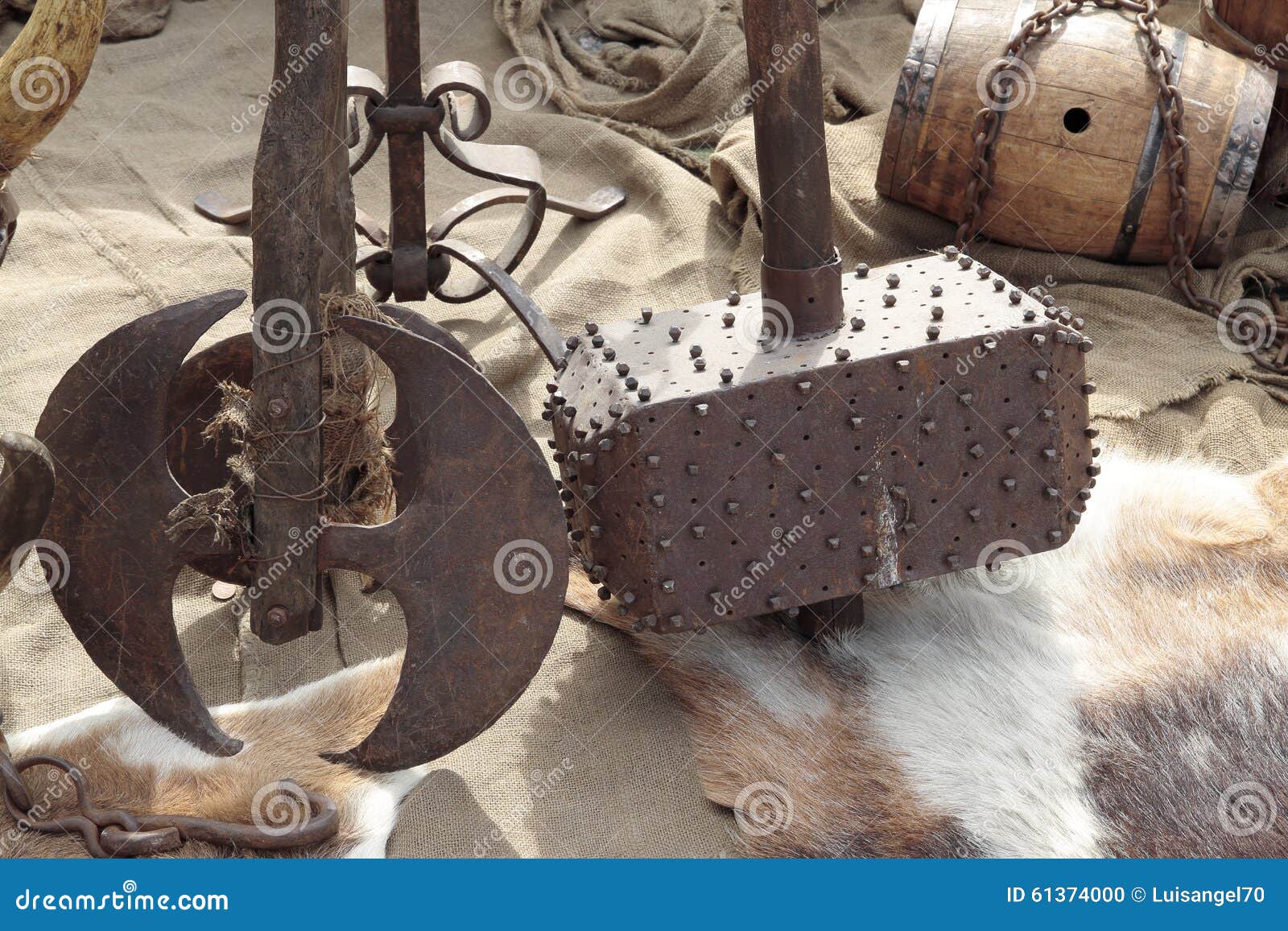 Axe and hammer medievals stock photo. Image of object 61374000