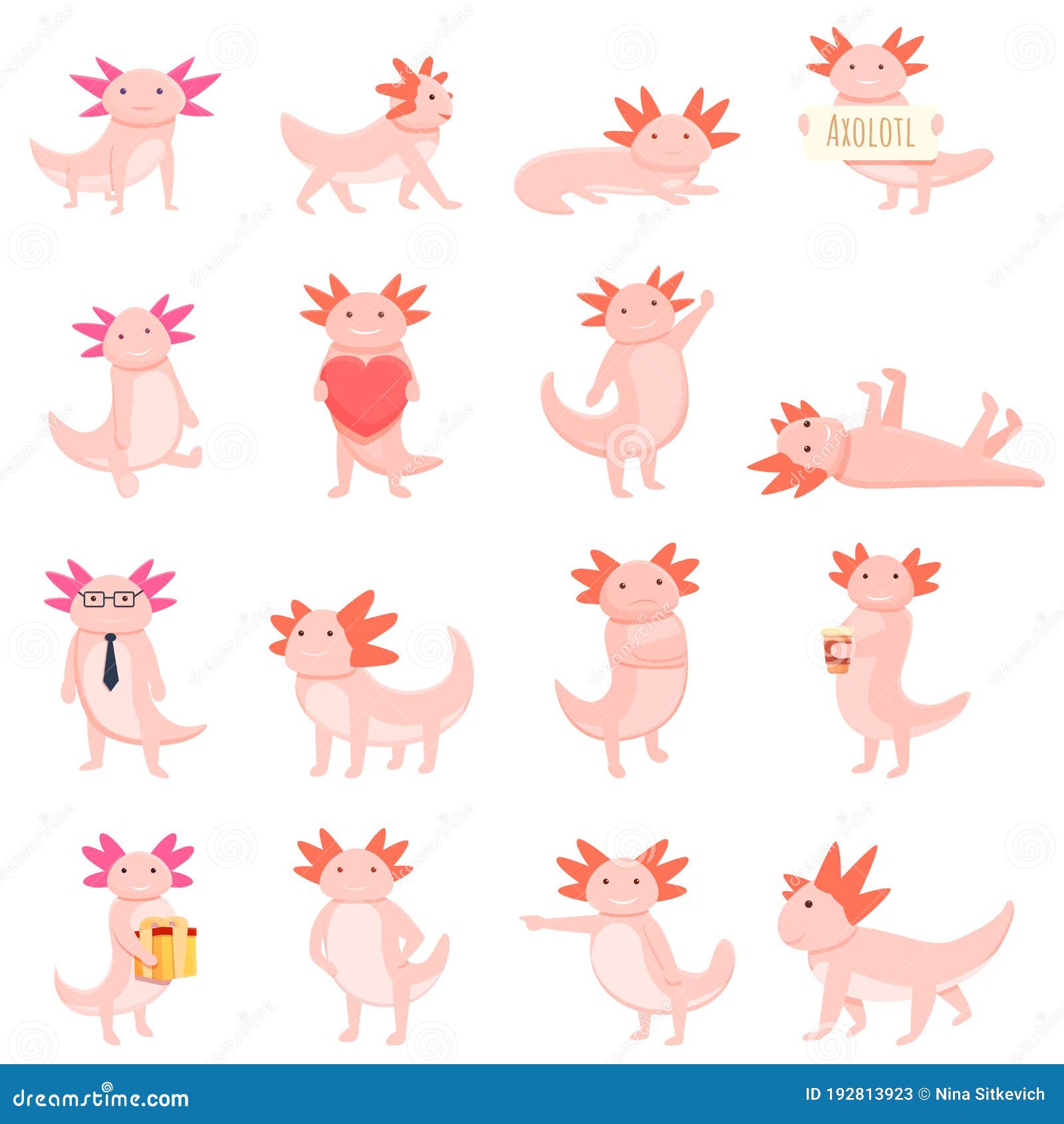 Axolotl Face Icon. Mexican Salamander. White Axolotyl. Ambysoma