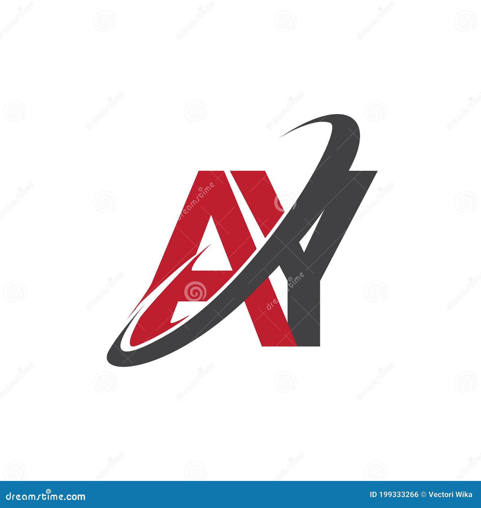 AY Initial Logo Company Name Colored Red and Black Swoosh Design
