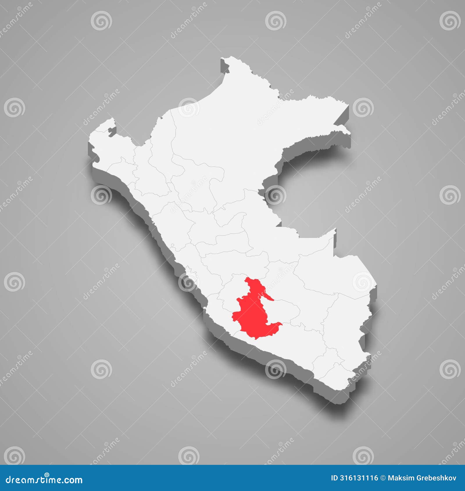 ayacucho department location within peru 3d map