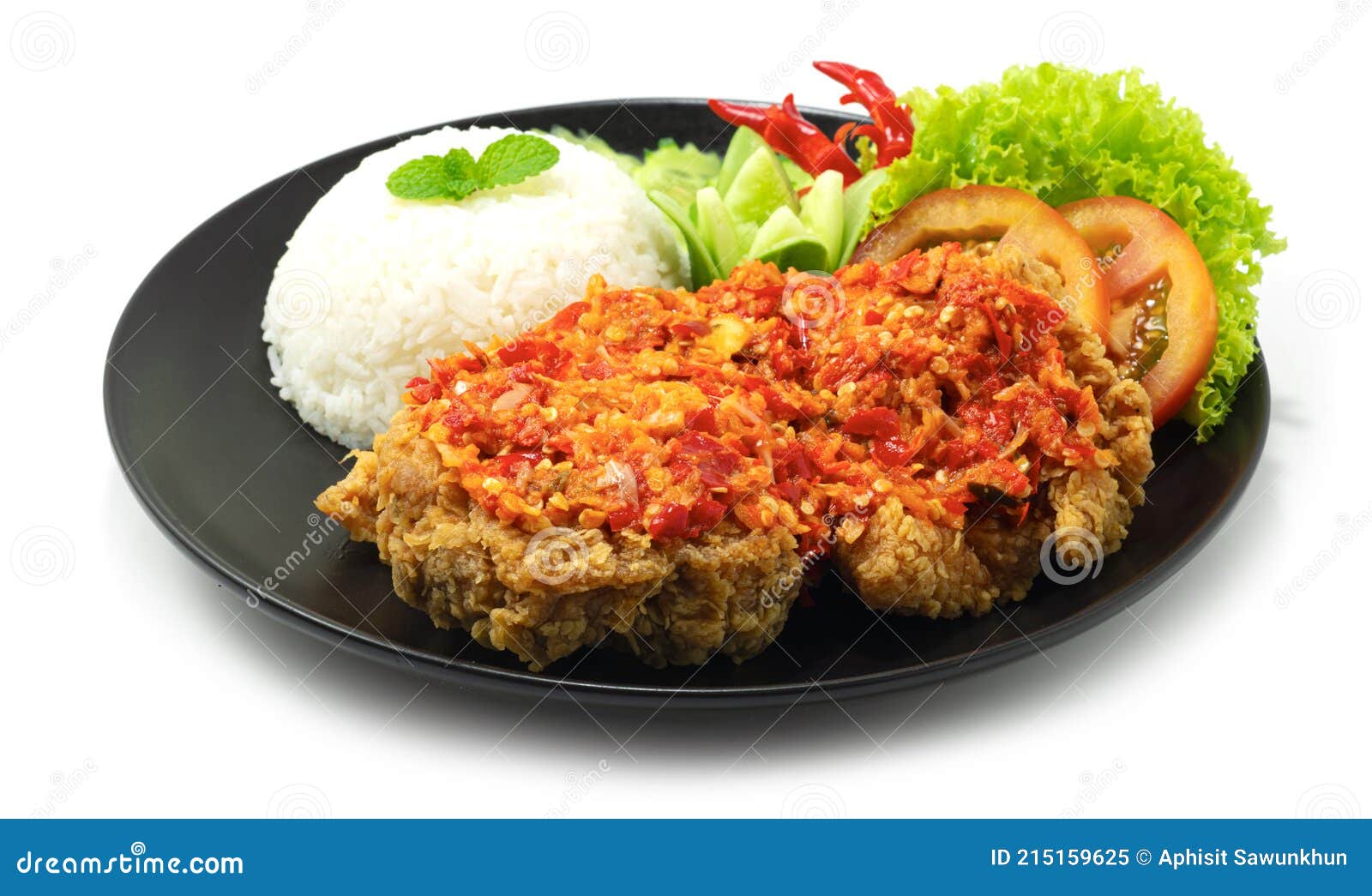 Ayam Geprek Indonesian Food Crispy Fried Chicken With Hot And Spicy