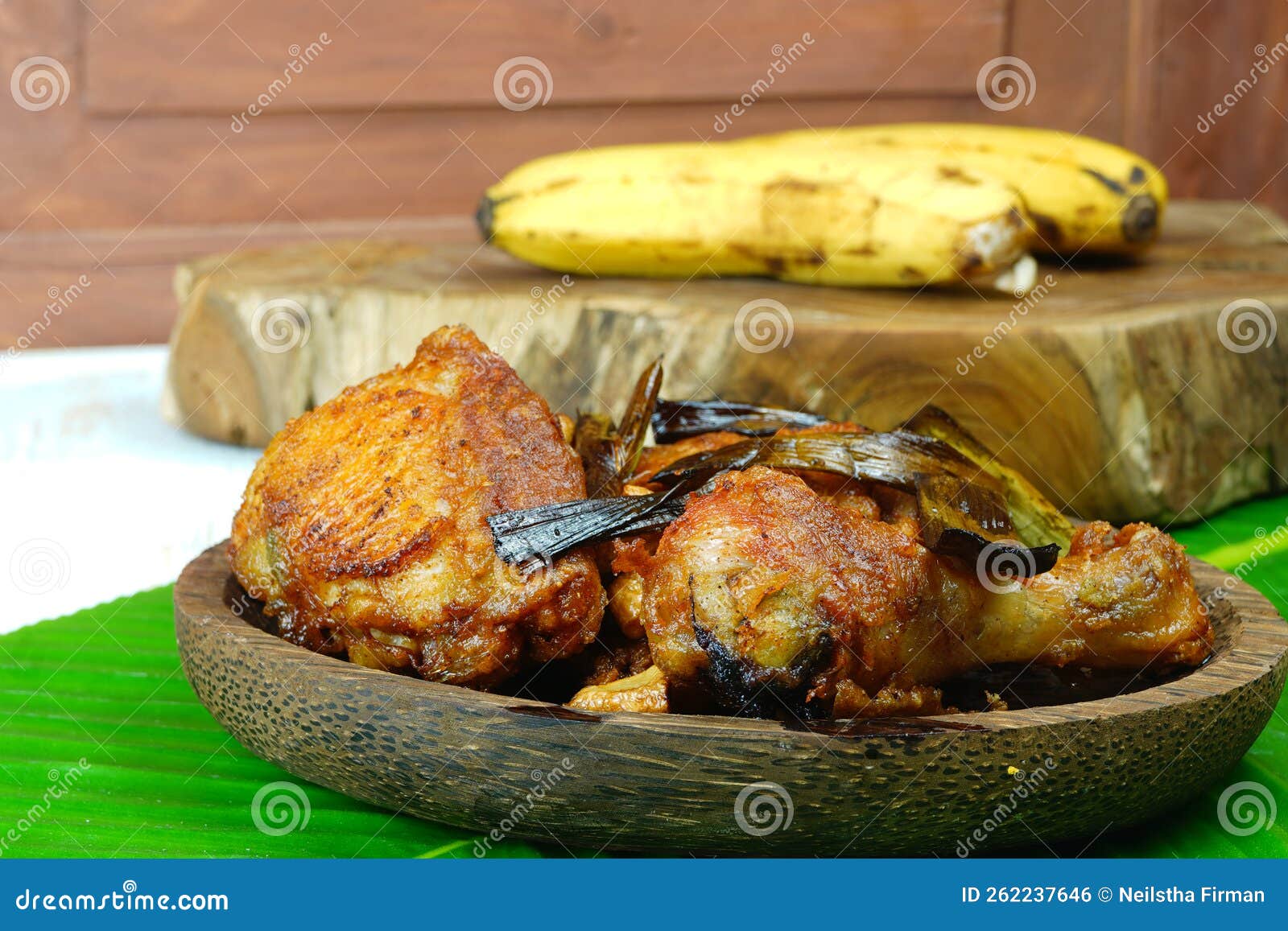 Ayam Goreng Kampung or Traditional Fried Chicken from Indonesia Stock