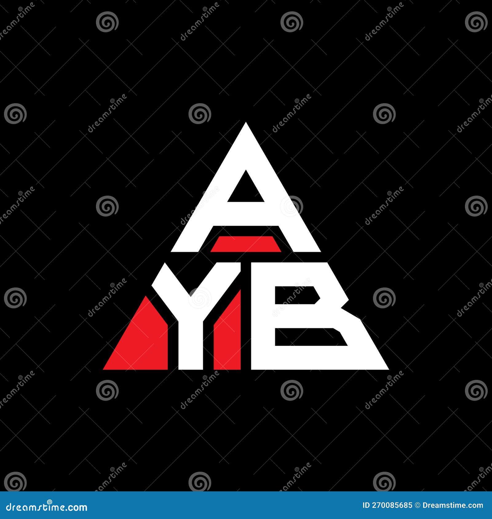 ayb triangle letter logo  with triangle . ayb triangle logo  monogram. ayb triangle  logo template with red