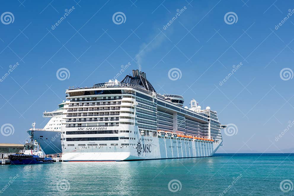 MSC Splendida Cruise Ship at Port of Kusadasi. Aydin, Turkey Editorial