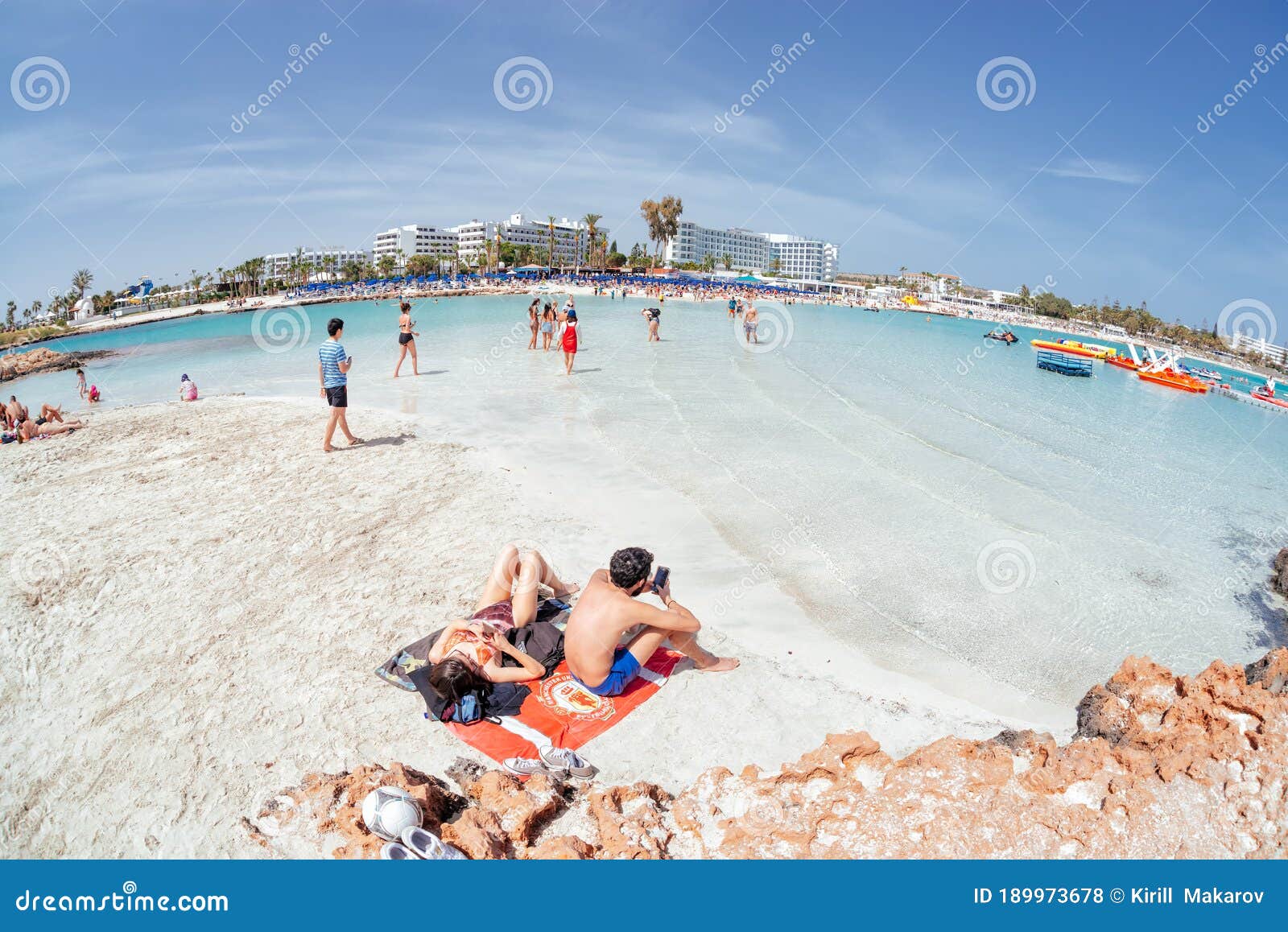 Ayia Napa Cyprus August 12 2019 People Relaxing At Nissi Beach