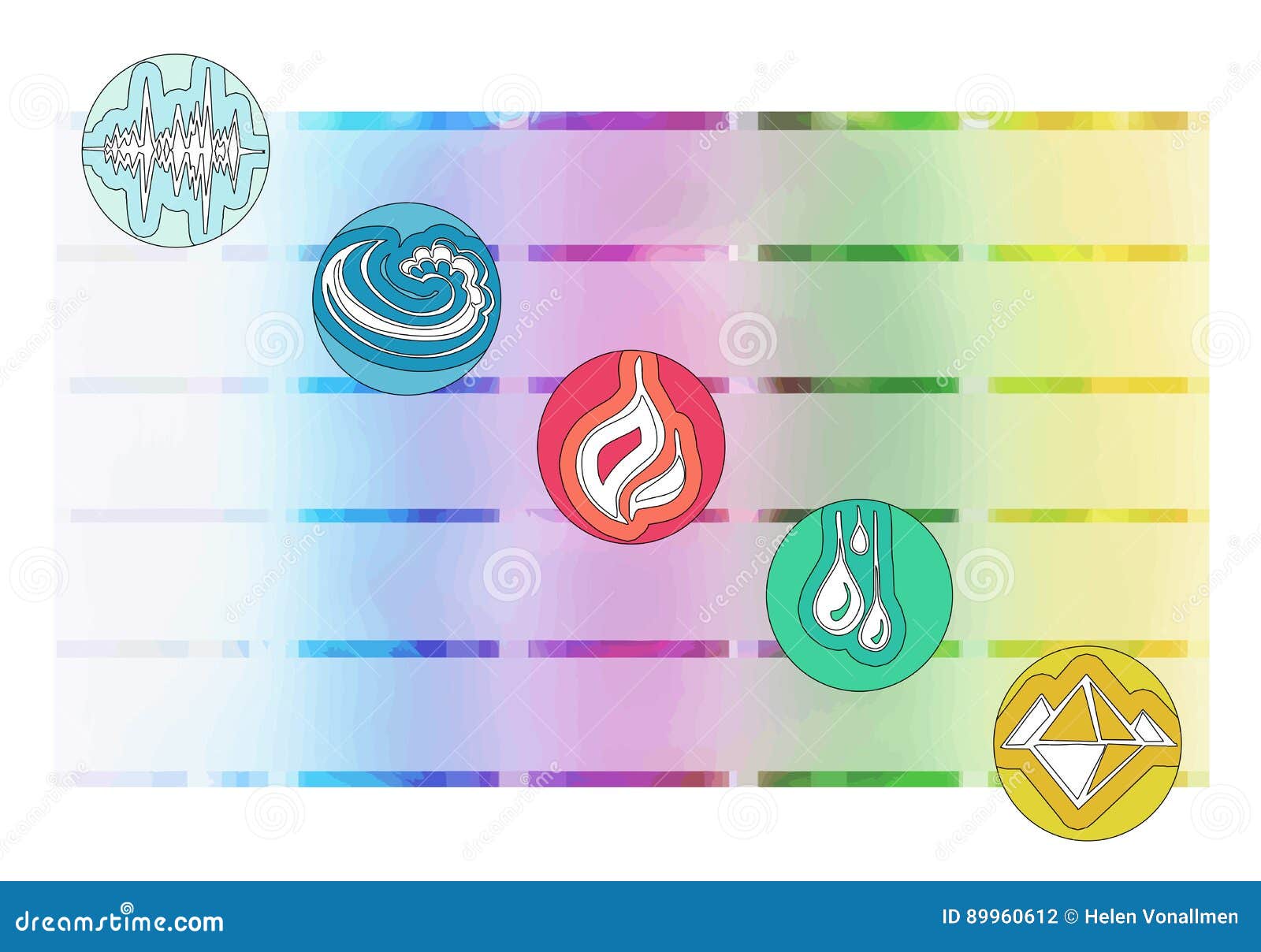 Ayurveda Symbols and Five Elements Stock Vector Illustration of