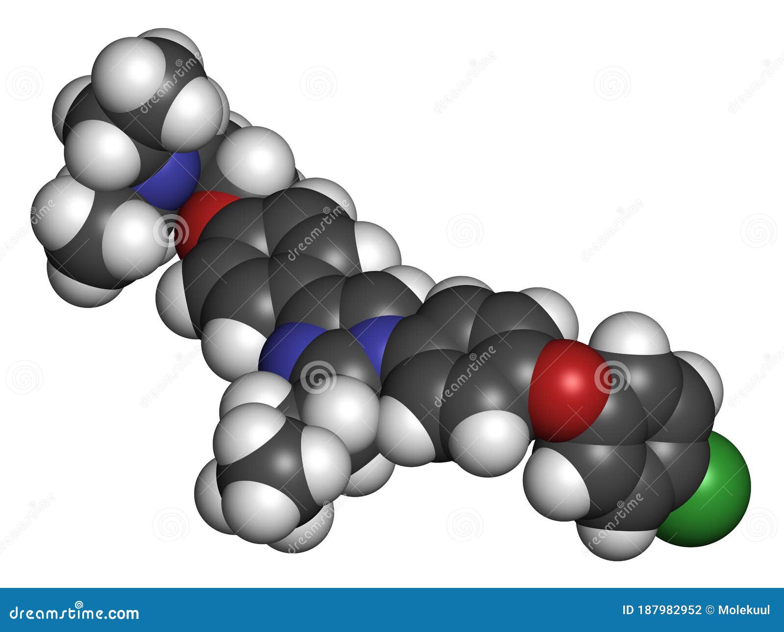 azeliragon alzheimer`s disease drug molecule. 3d rendering. atoms are represented as spheres with conventional color coding:.