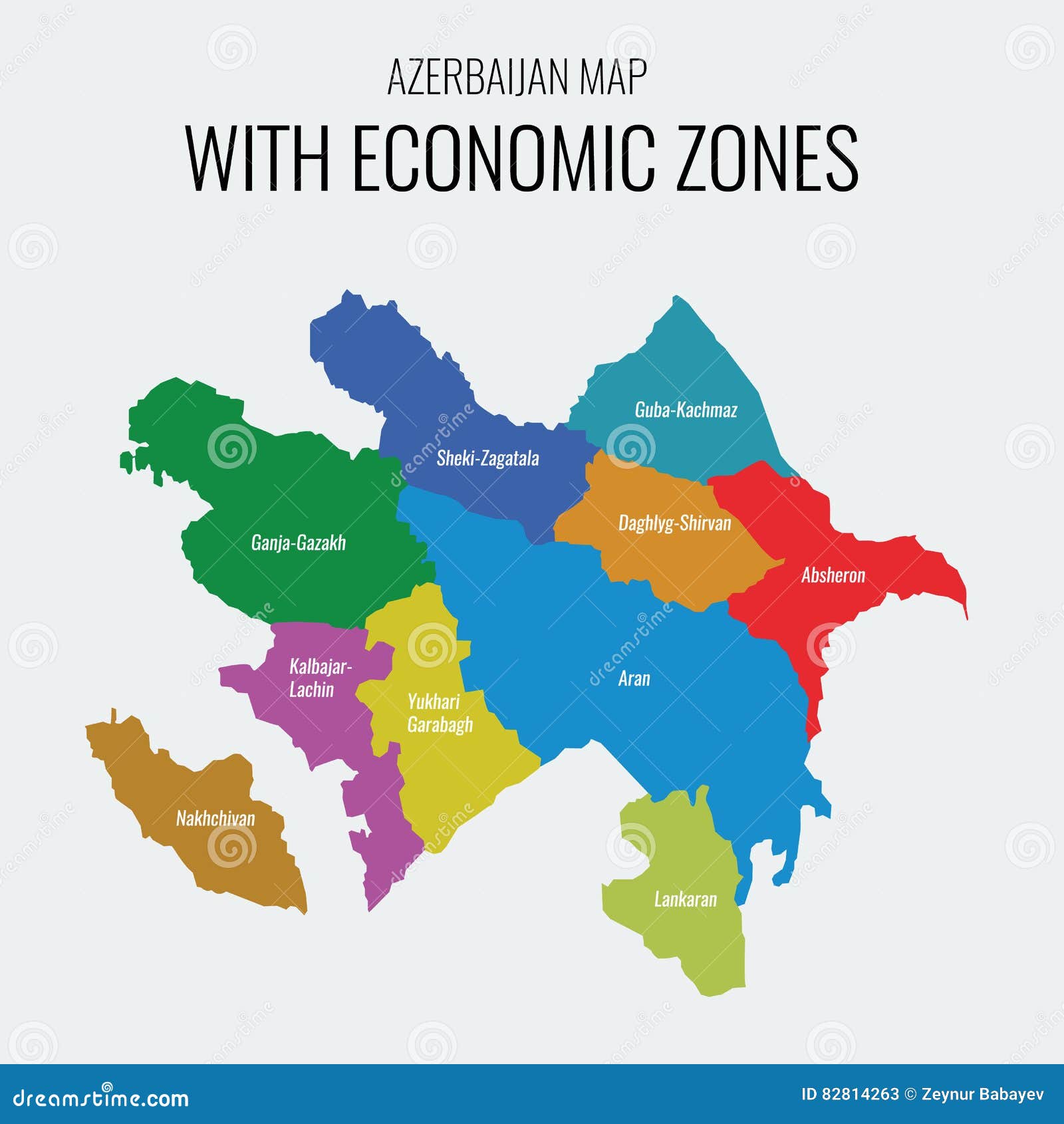 Azerbaijan Map with Economic Zones Stock Illustration Illustration of