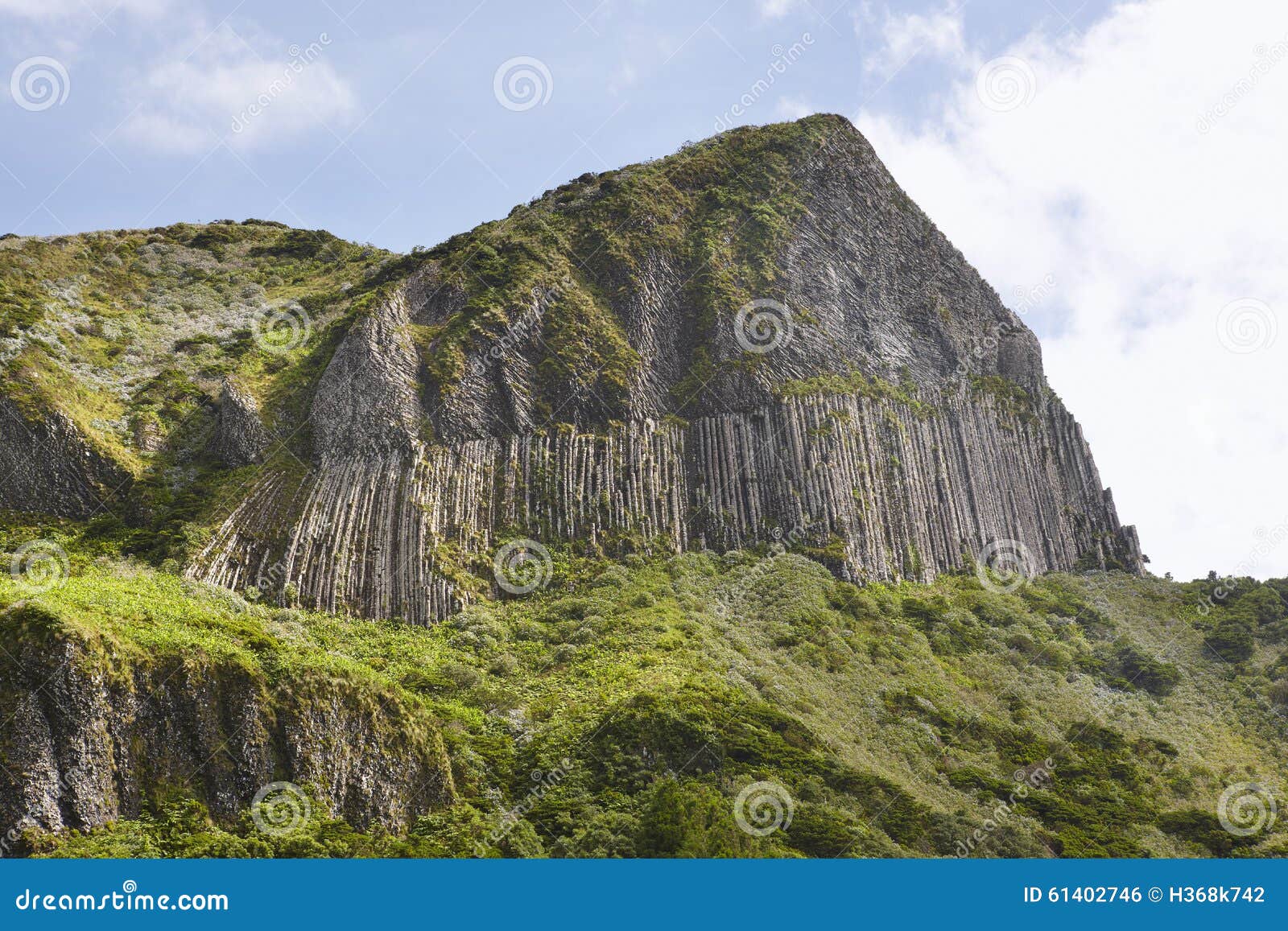 azores rocky landscape in flores island. rocha dos bordoes. port