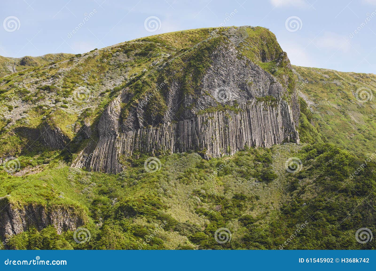 azores rocky landscape in flores island. rocha dos bordoes. port