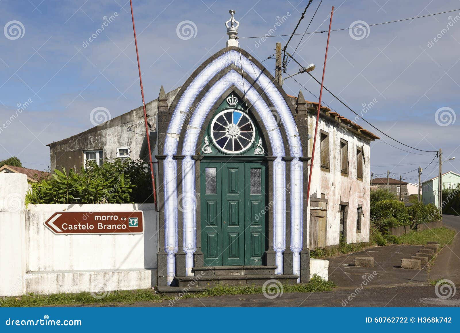 azores traditional chapel, imperio, in faial island. portugal