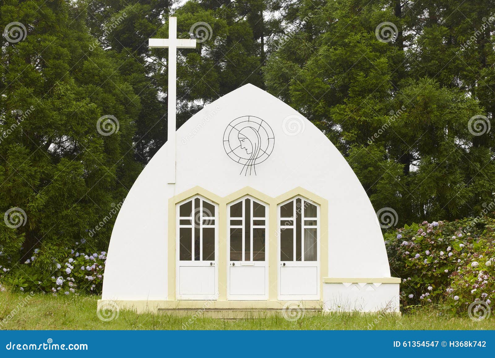azores traditional chapel, imperio, in flores island. portugal
