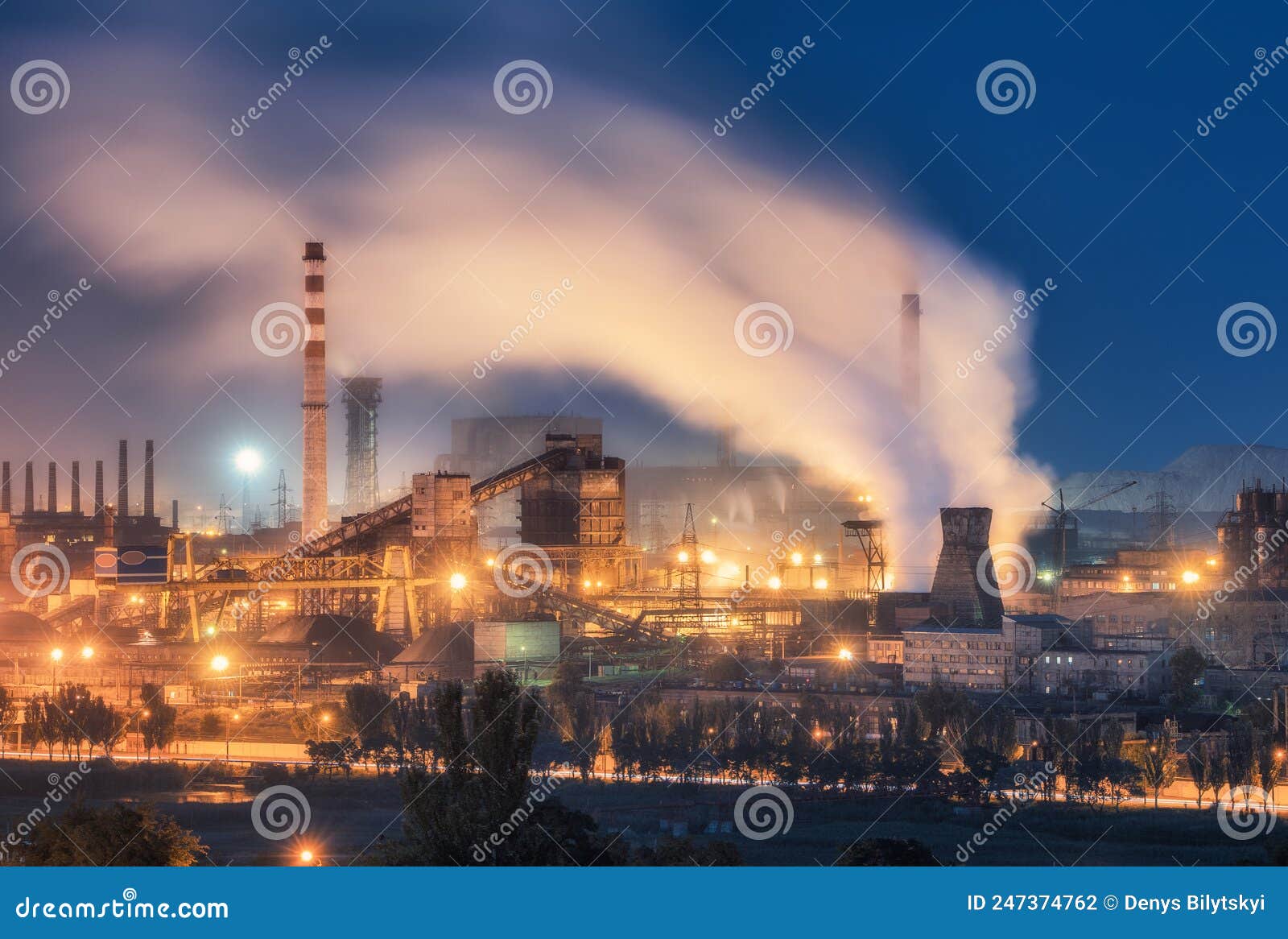 azovstal in mariupol, ukraine before war. steel plant at night