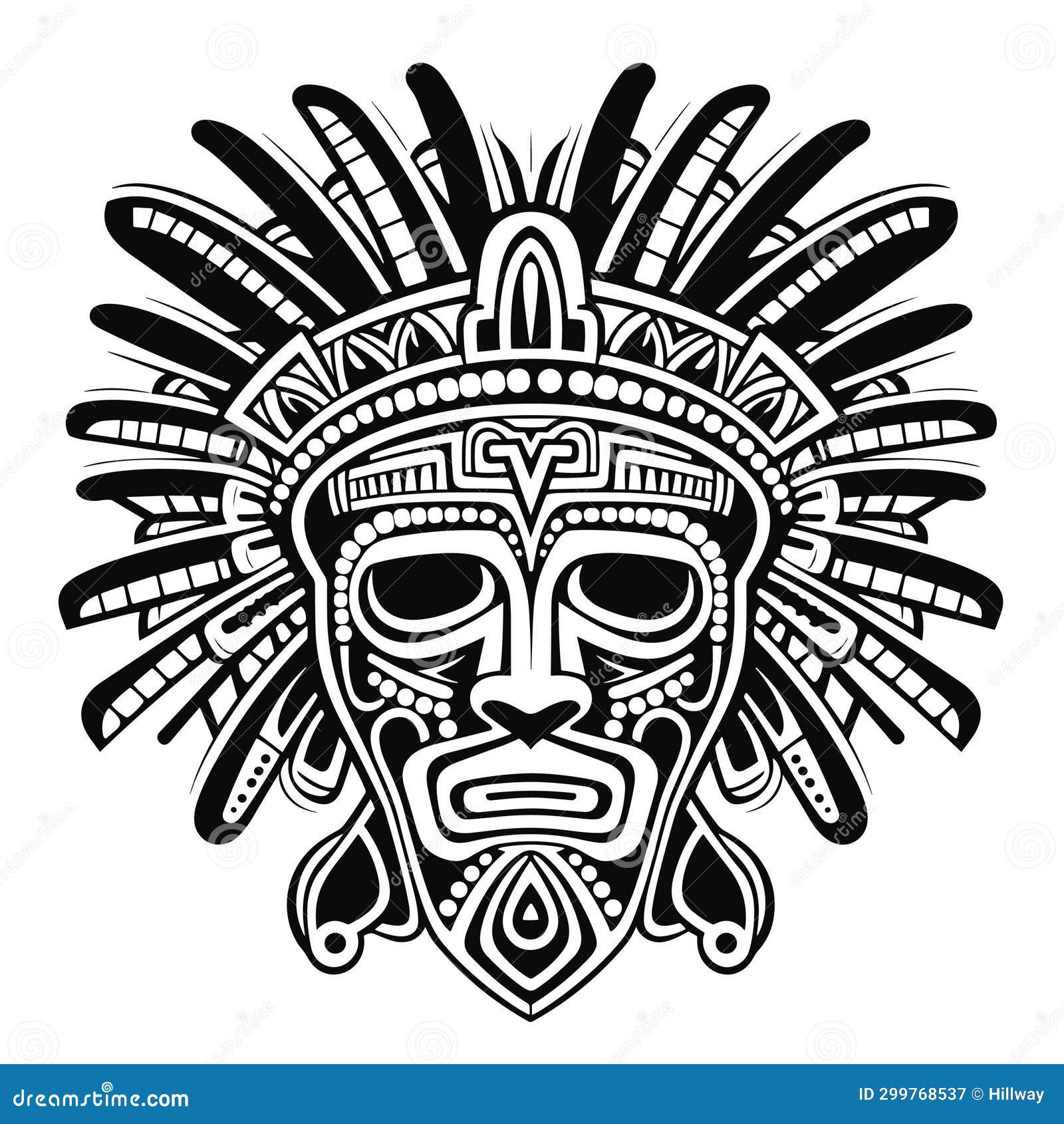 Aztec Face Mask Vector Illustration. Ancient Mayan Mask Stock ...