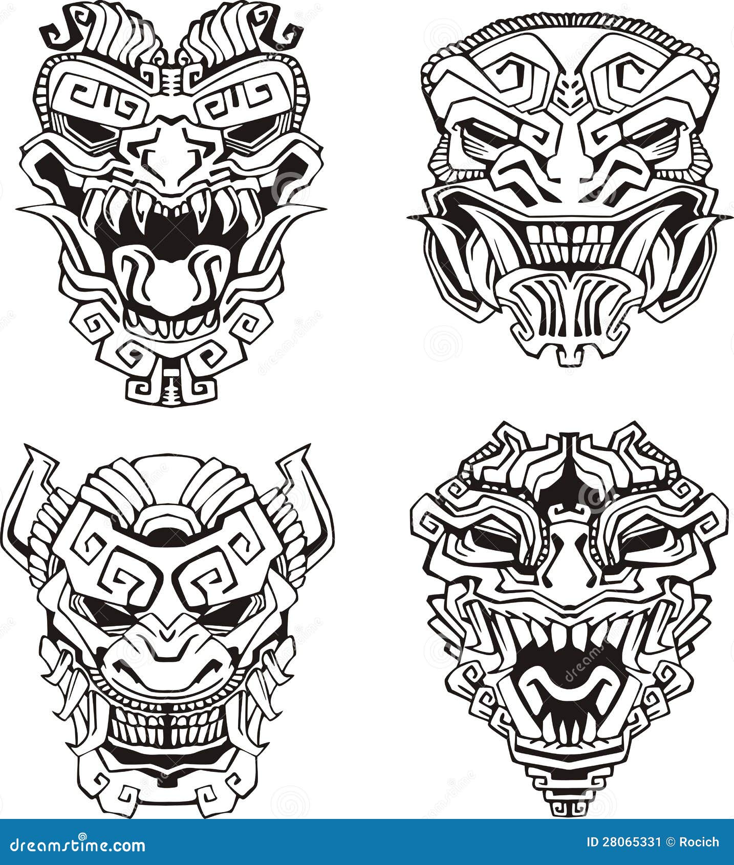 aztec monster totem masks