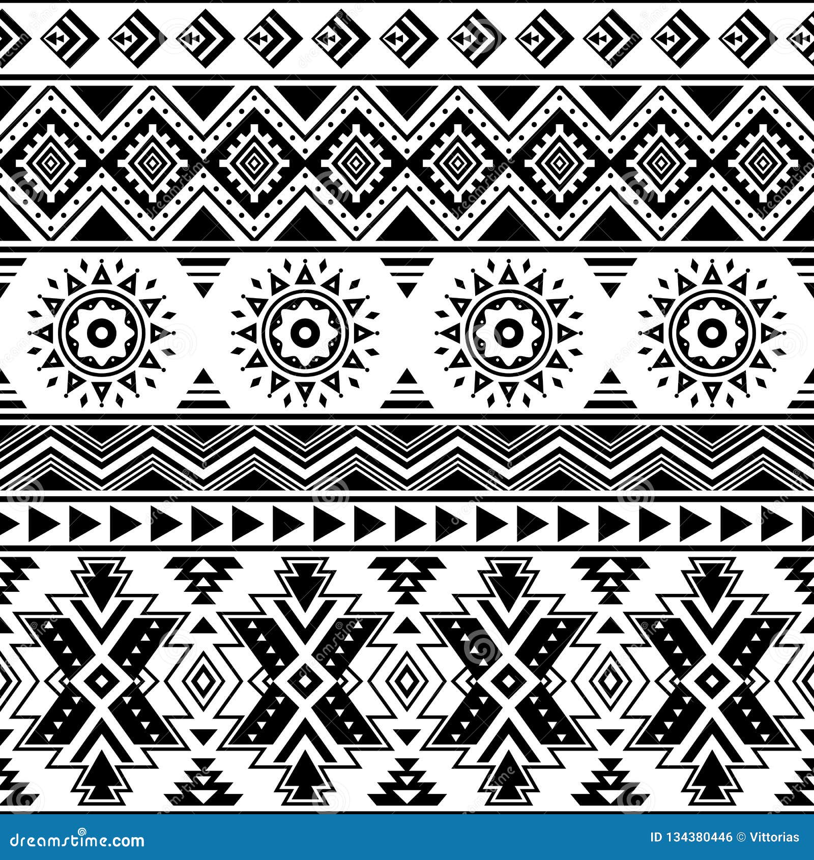 Tribal Aztec Striped Seamless Pattern Stock Vector - Illustration of ...