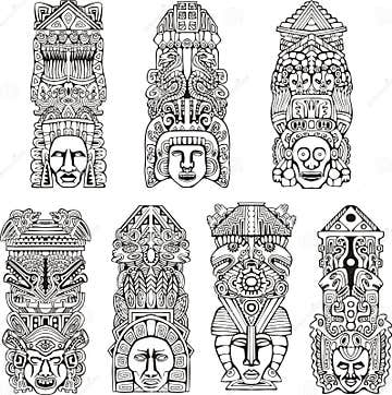 Aztec totem poles stock vector. Illustration of artifact - 28009284