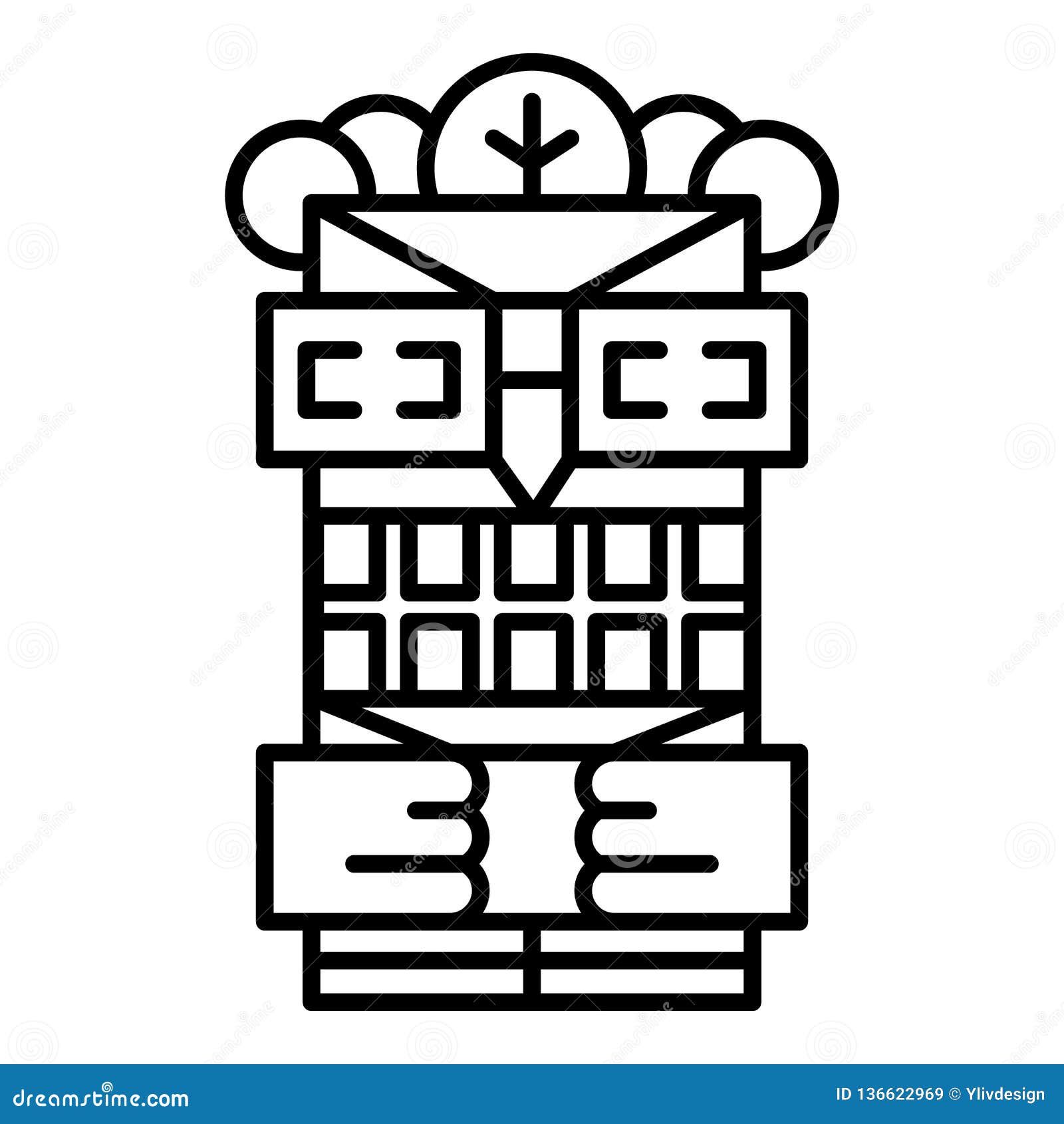 Aztec Wood Idol Icon, Outline Style Stock Vector - Illustration of maya ...