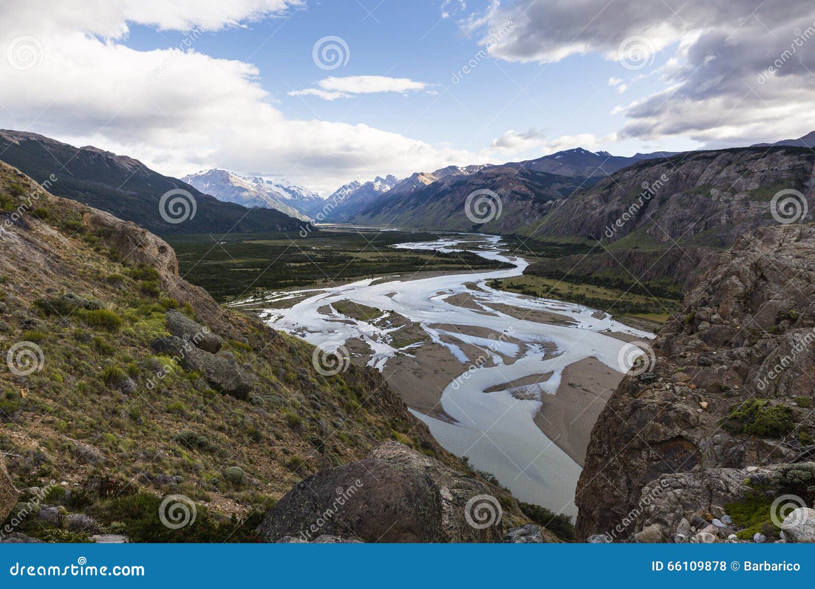 The Azul River Flowing through a Valley Stock Photo - Image of cloud ...