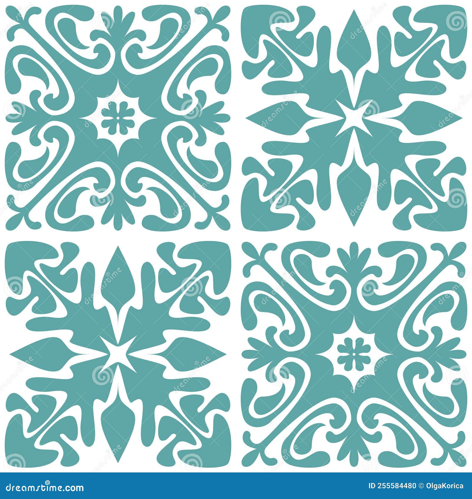 Azulejo Seamless Pattern Stylish Trendy Ceramic Tile Design Element for