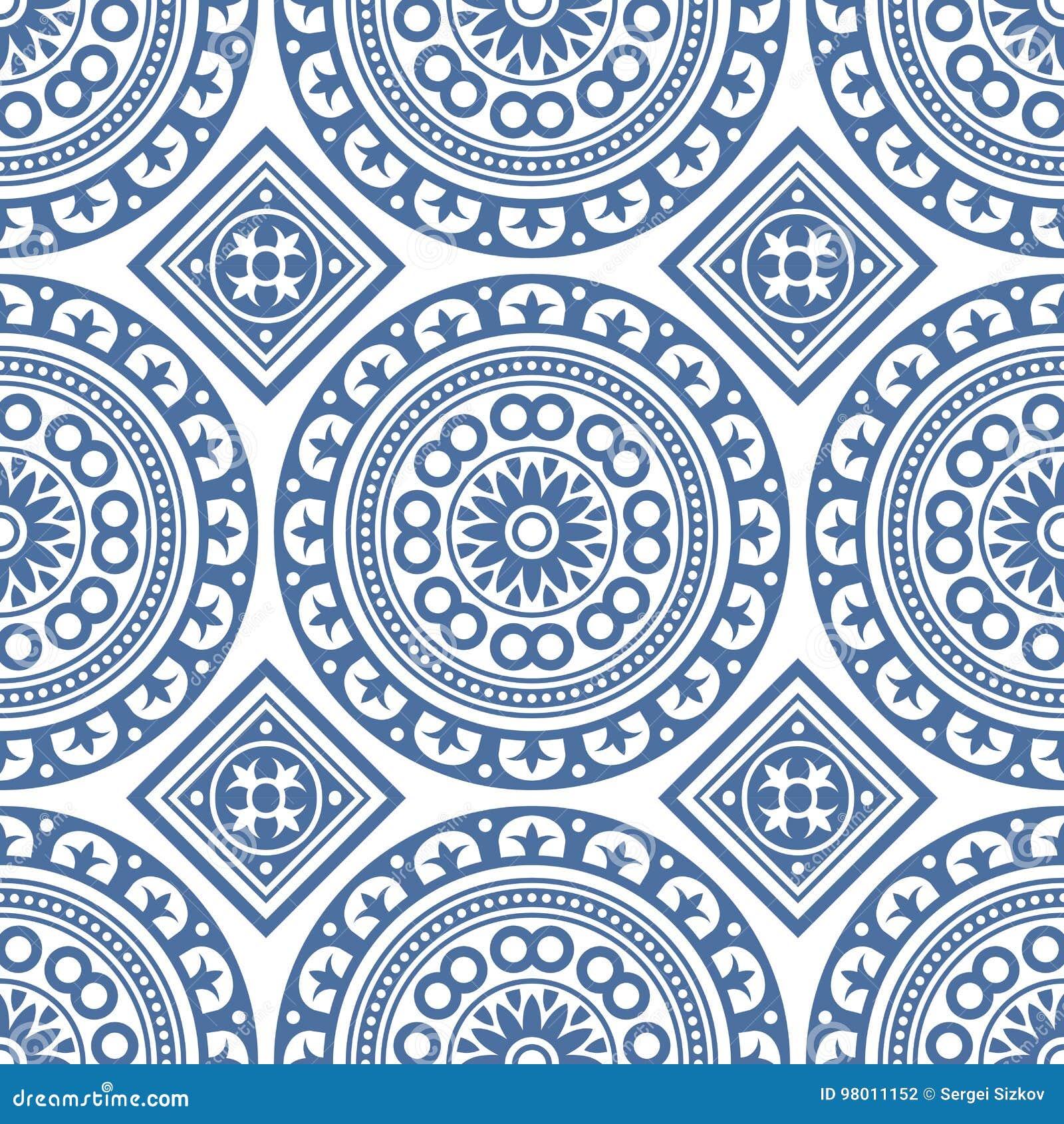 azulejo seamless portuguese tile blue pattern. 