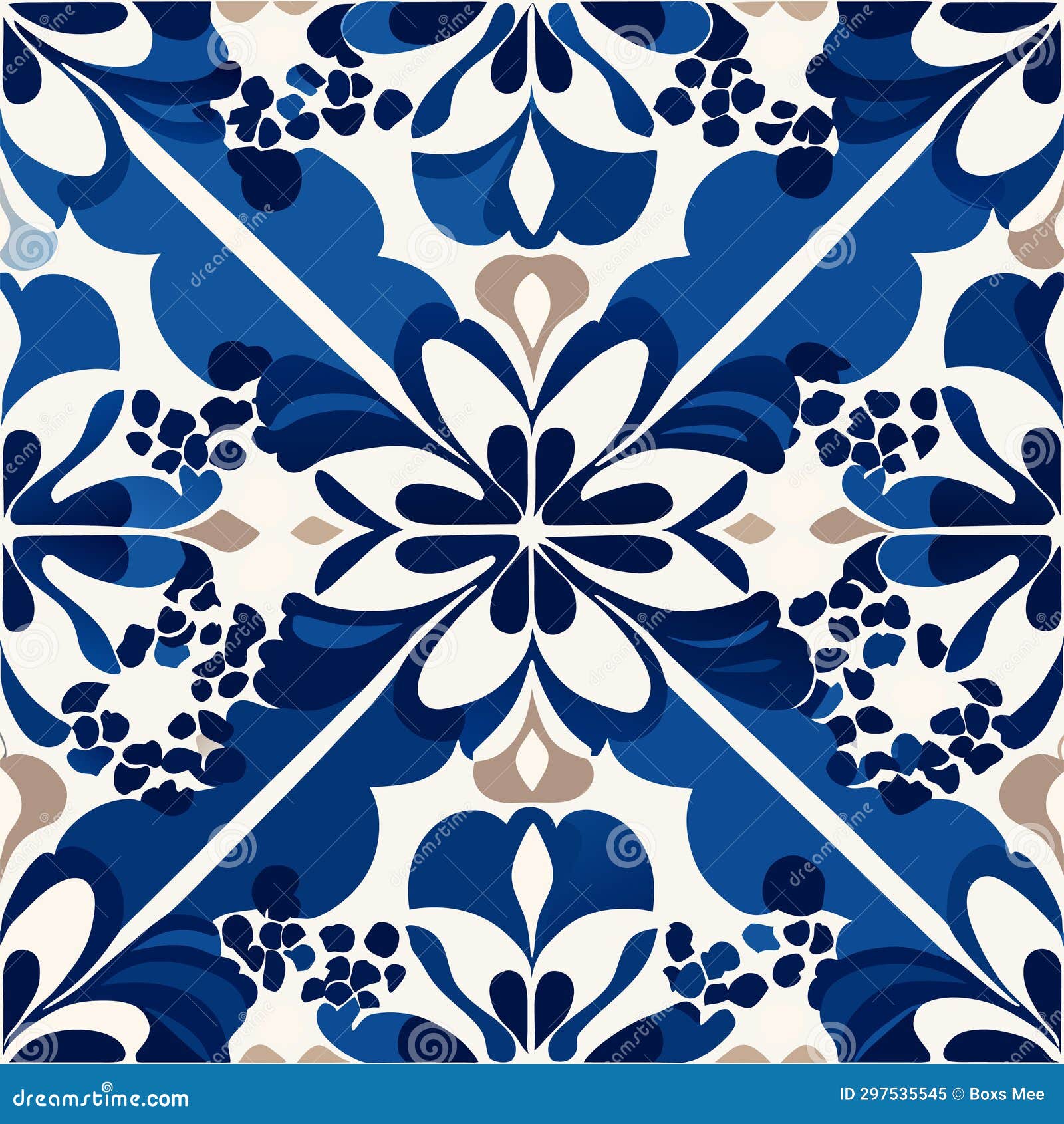 Azulejos Portuguese Azulejo Ceramic Tile. Decorative Vector Seamless