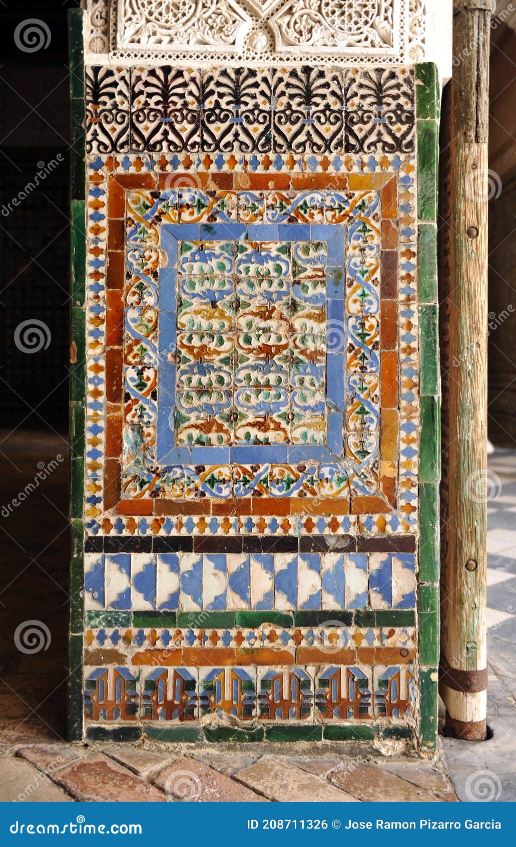 azulejos tiles of casa de pilatos palace in seville, spain.