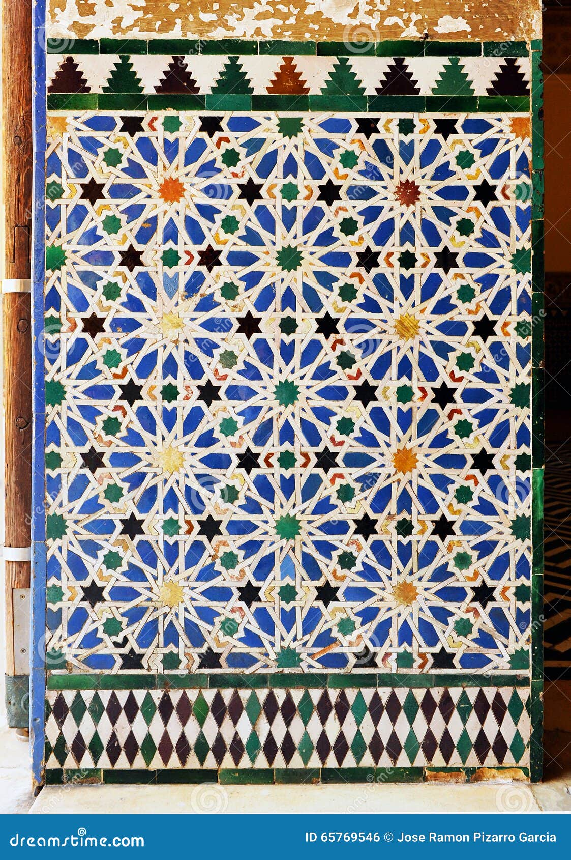 azulejos, tiles glazed, alcazar palace in sevilla, spain