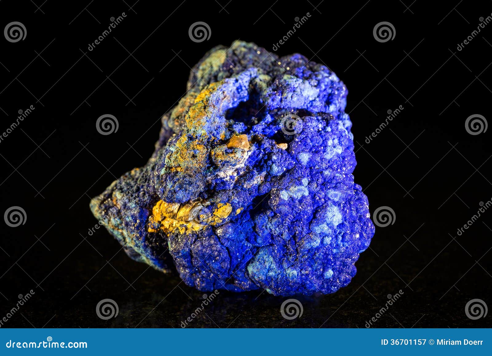 azurite mineral stone in front of black