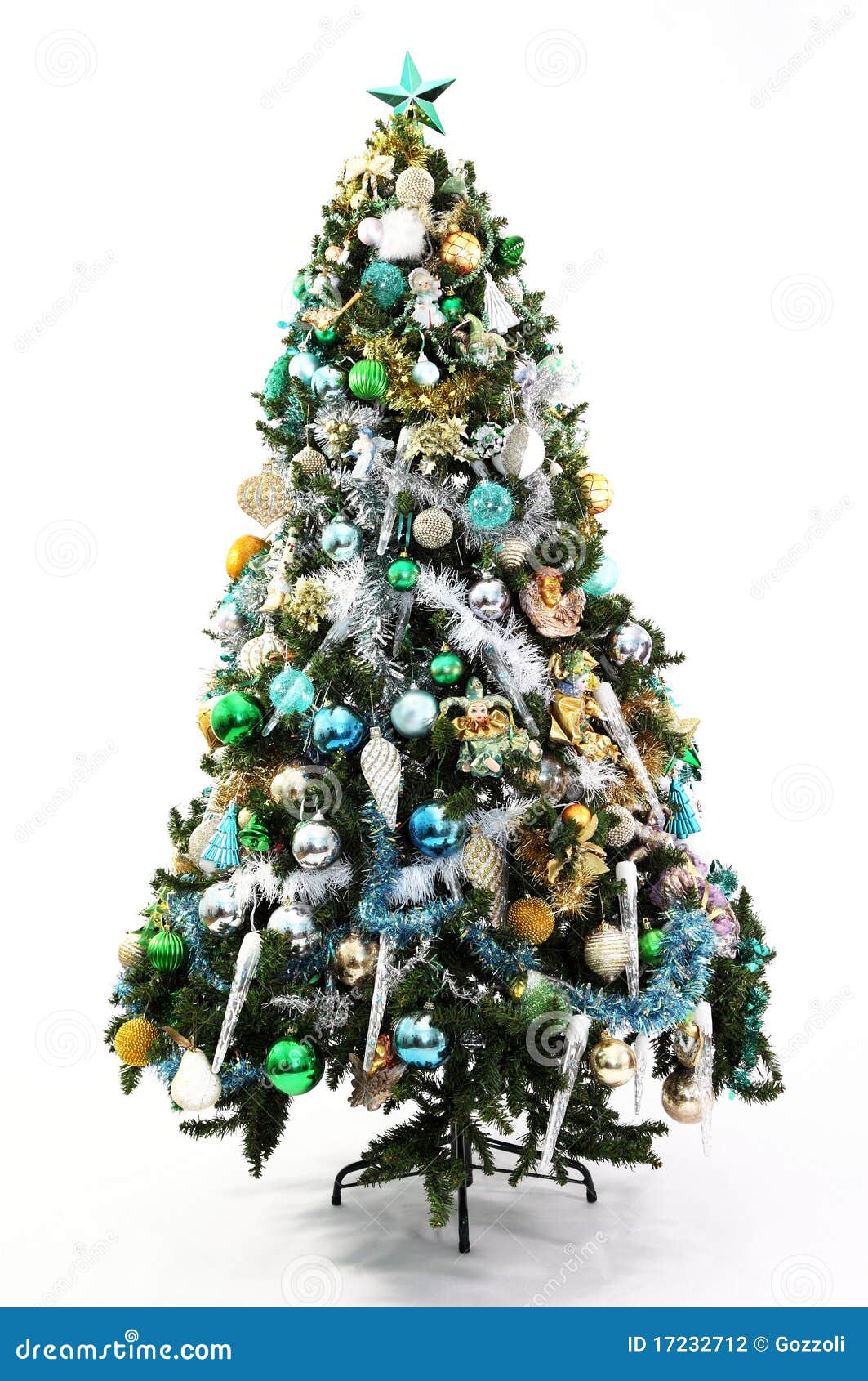 Albero Di Natale Azzurro E Argento Azzurro, Verde Ed Oro Dell'albero Di Natale Fotografia Stock - Immagine