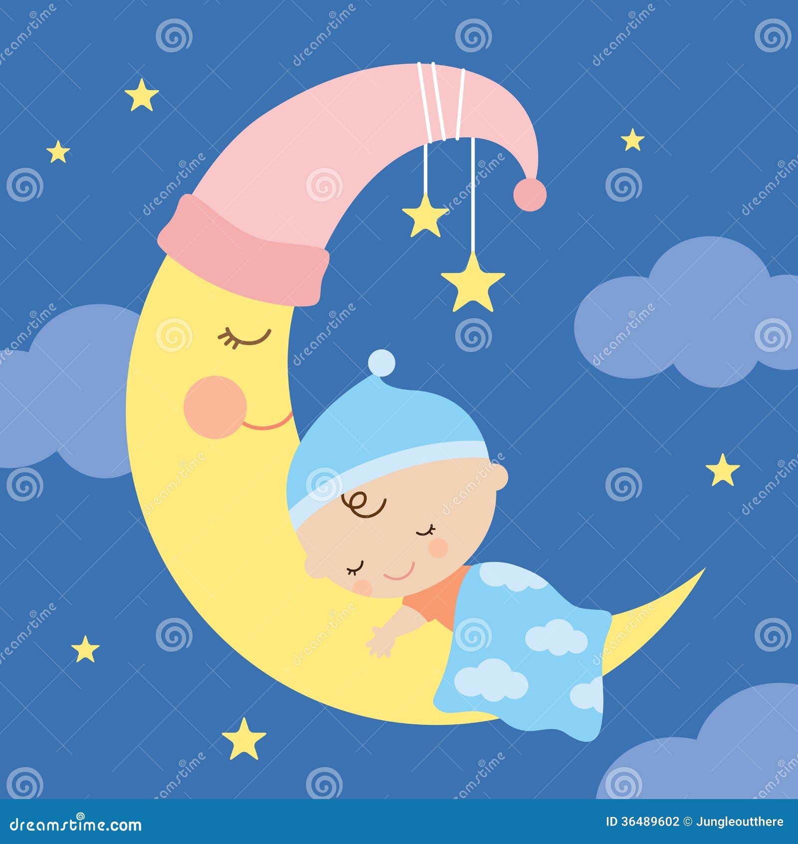 Bebe De Sommeil Sur La Lune Illustration De Vecteur Illustration Du Mignon Nuit Bebe De Sommeil Sur La Lune Illustration De Vecteur Illustration Du Mignon Nuit