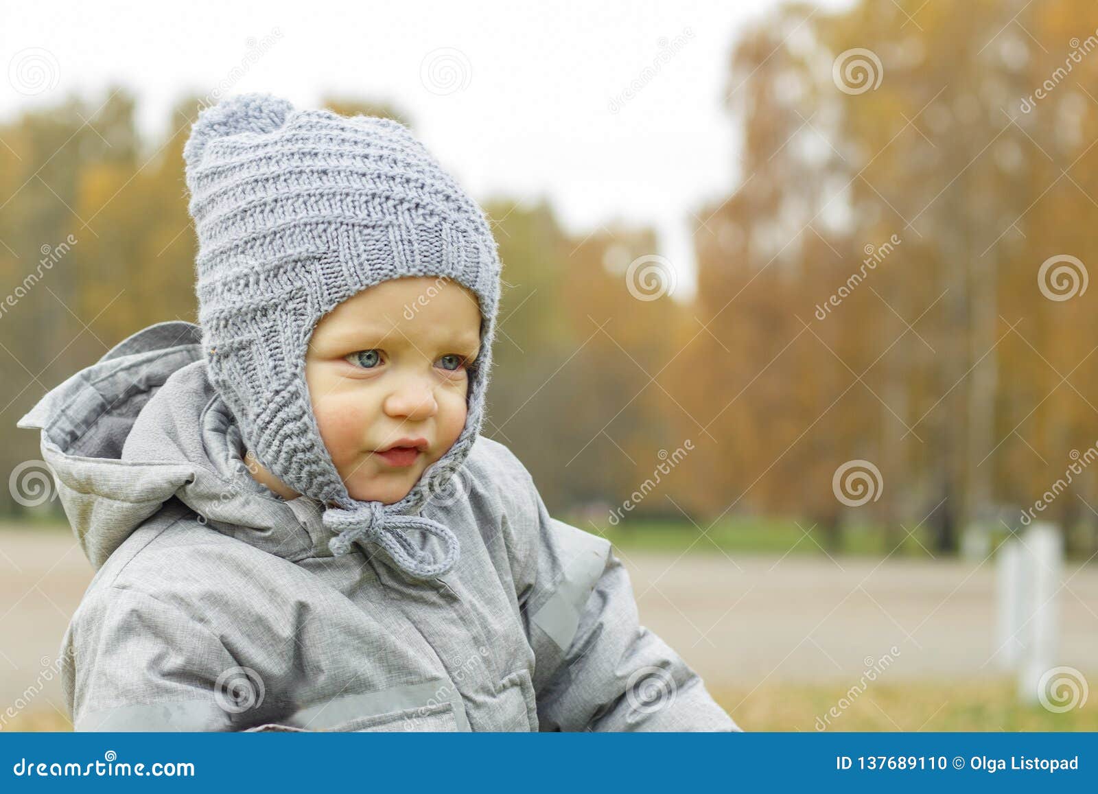 Bébé Garçon Mignon Dans Le Chapeau Extérieur Pousse D'automne