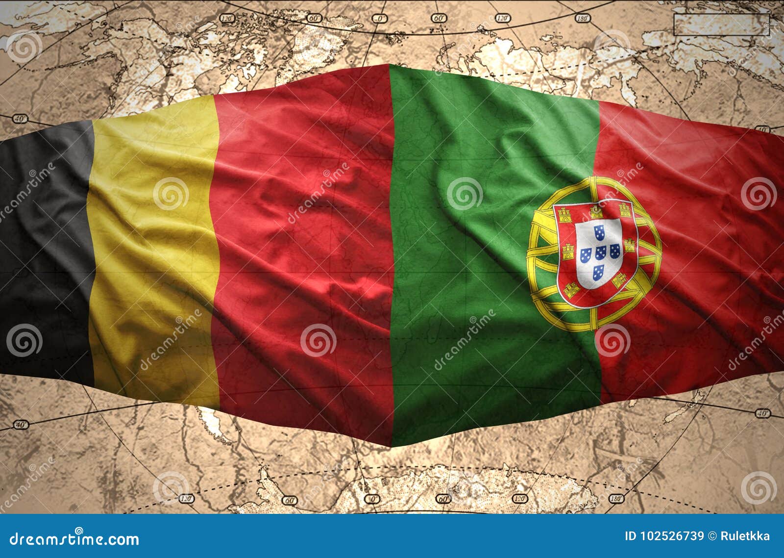 Pôster bandeira do mapa político do país portugal