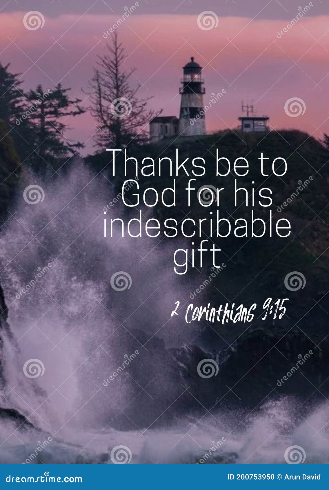 Bíblia Versos Em Inglês 'Obrigado a Deus Por Seu Indescritível