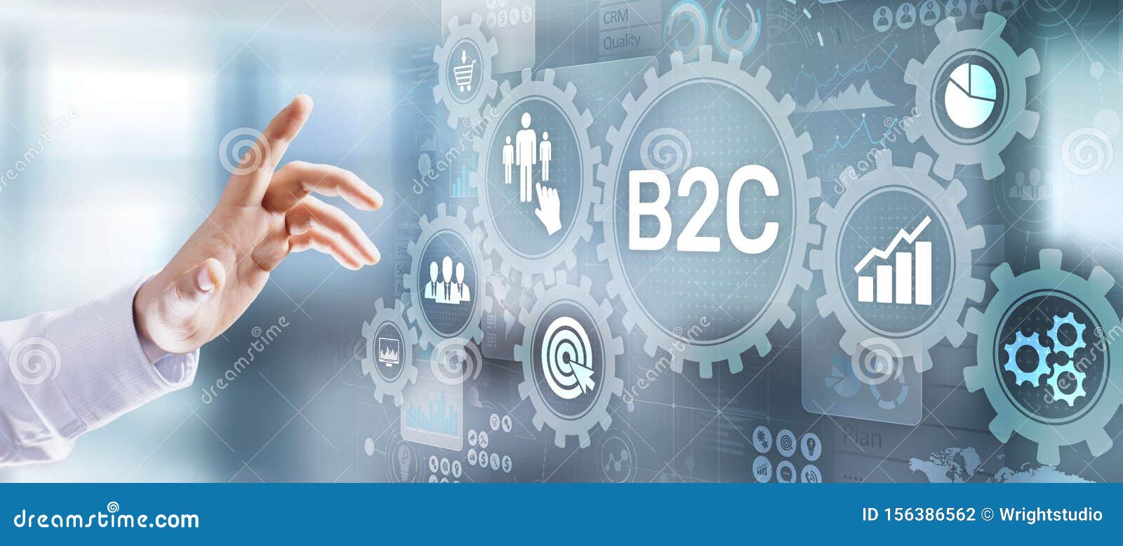 B2C Business To Customer Marketing Strategy Business Man Pulsar El BotÃ³n En Pantalla Virtual Foto de archivo - Imagen de concepto, gerencia: 156386562