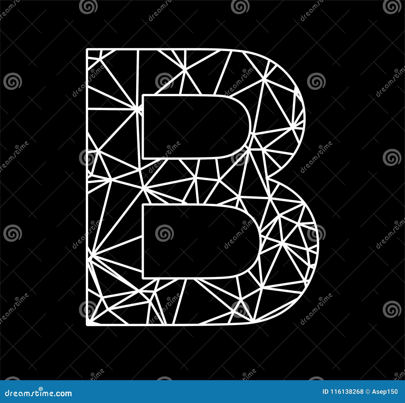 b initials poligonal blockchain and geometric triangle chain logo