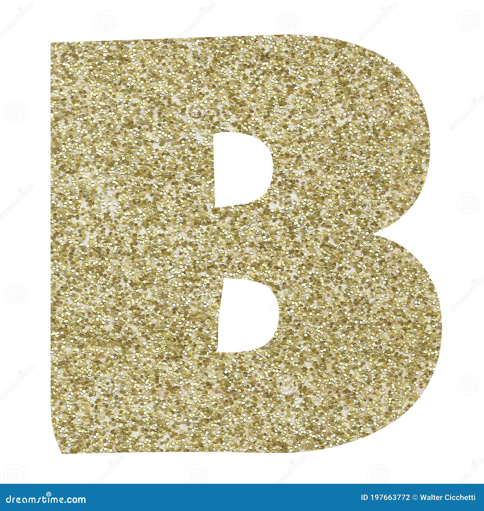 B - Letter of the Alphabet, Gold Glitter on White Background Stock ...