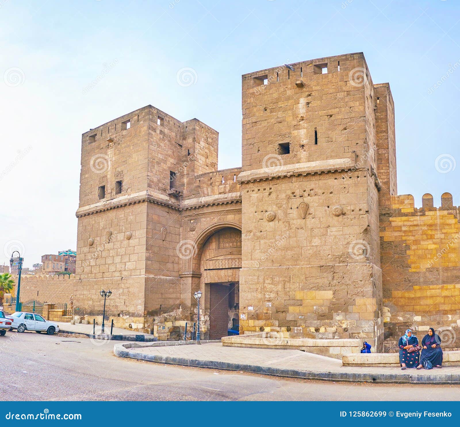 The Bab El-Nasr Gatehouse in Old Cairo, Egypt Editorial Stock Image
