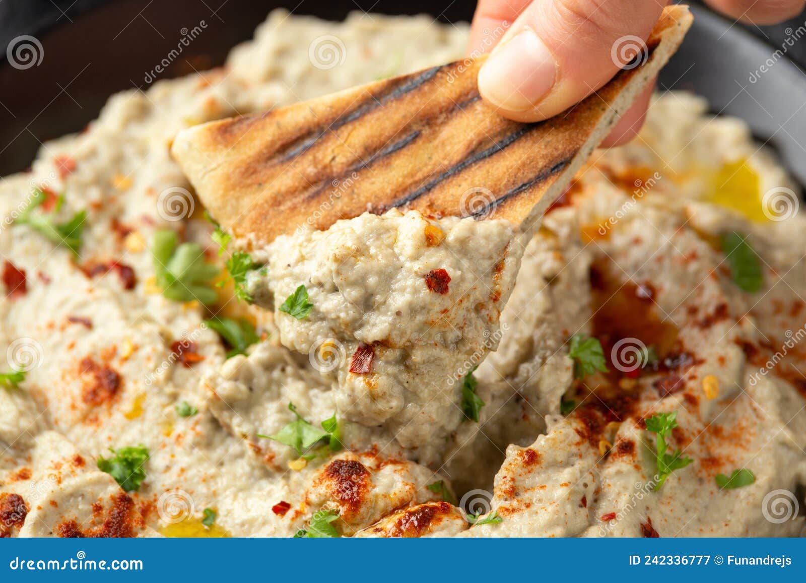 Baba Ganoush Dip Made with Grilled Aubergine or Eggplant, Lemon Juice ...