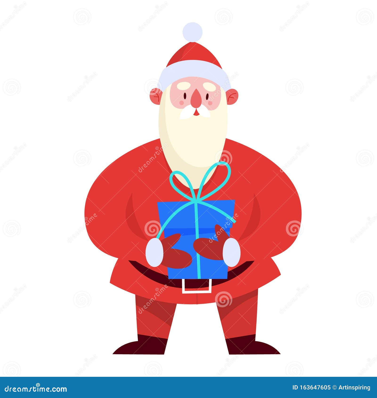 Babbo Natale Blu.Babbo Natale In Piedi Con Una Scatola Blu In Mano Illustrazione Vettoriale Illustrazione Di Costume Illustrazione 163647605