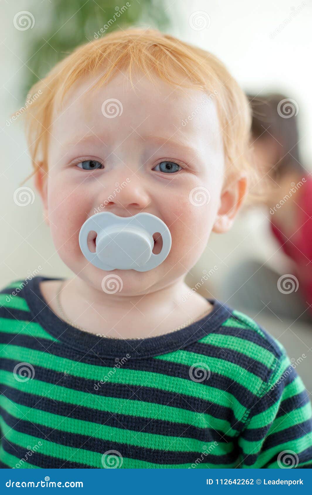 Babe with a Pacifier in Mouth Cries Stock Photo Image of dummy, babe 112642262