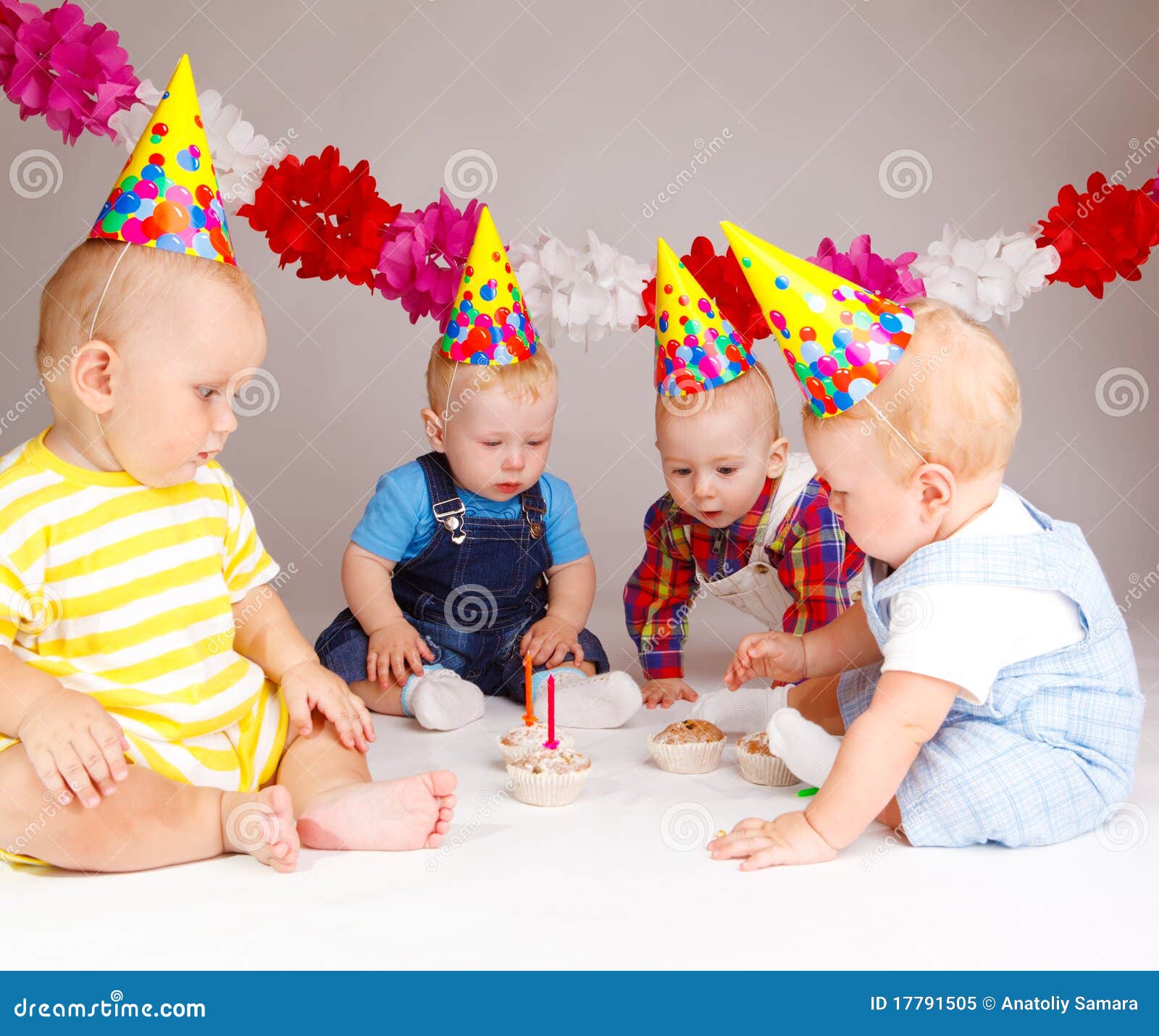 Babies with cupcakes stock image. Image of decoration - 17791505