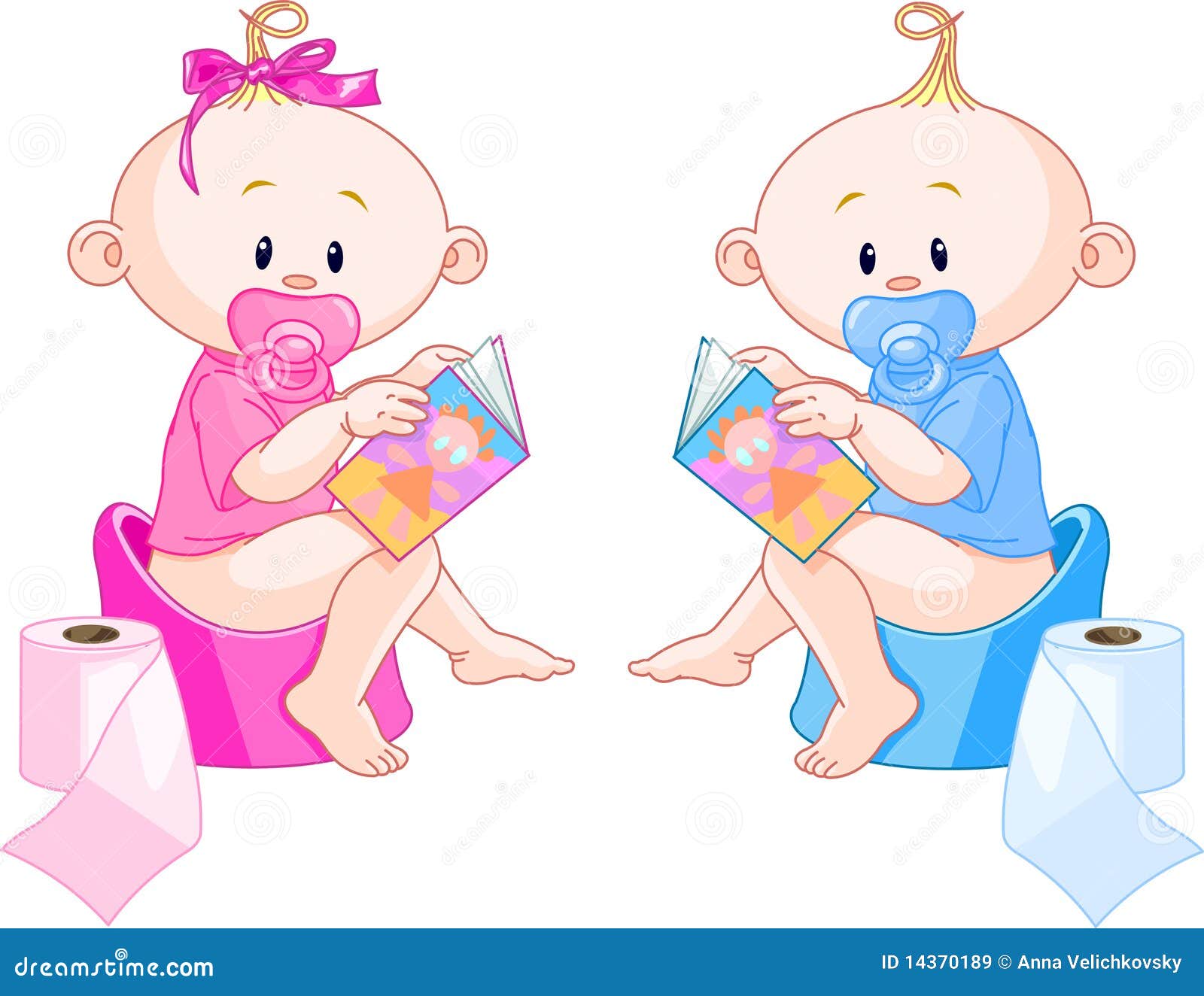 Little girl sitting on the toilet Royalty Free Vector Image